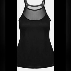Zanzea Black Tank Top with Sheer  Illusion Upper Size 5XL